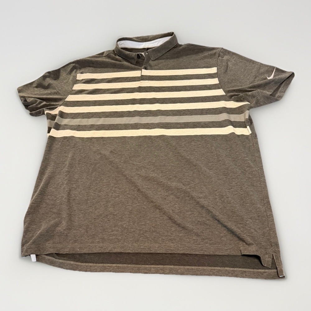 Nike Golf Dri Fit Polo Shirt Mens XXL Gray Striped Standard Fit